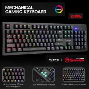 LED Gaming Mechanical Keyboard RGB Backlit USB Wired 104 Keys Blue Switch - Picture 1 of 7