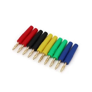 10Pcs 5 Colors Brass Gold Plated 2mm Small Male Banana Plug Solder Connector - Picture 1 of 6