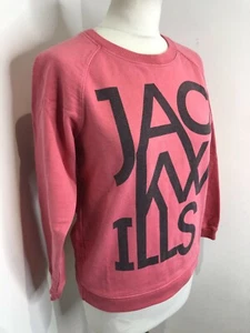 Jack Wills coral pink graphic print front cotton sweatshirt jumper 10 *wash wear - Picture 1 of 6