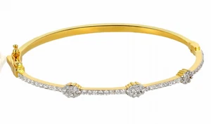 Valentine 2.10ct Natural Round Diamond 14k Yellow Gold Wedding Bracelet - Picture 1 of 3