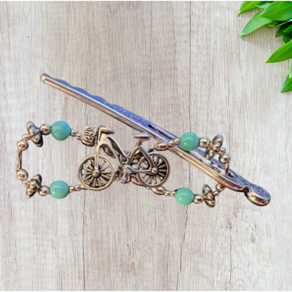 Lilla Rose Flexi - Clip 4030 Billie Blue Beads Barrette Nickel Plated - Image 1 of 1