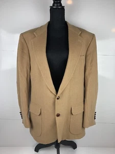Blazer Abrigo Deportivo Vintage Stafford Beige Sólido Cabello Camel Mezcla Lana Talla 44L - Imagen 1 de 7