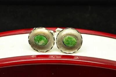 Gemelos únicos de plata de ley de piedra de jade #FMT551 Foto 1 de 3
