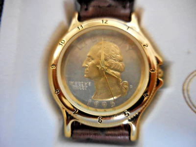 Auténtico reloj de cuarzo Lucky Star George Washington para hombre - moneda de cuarto de dólar de Estados Unidos 1995 Foto 1 de 4