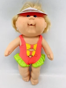 1983 Cabbage Patch Kids Splashin Kids Hard Body Blonde Hair Swimsuit Visor - Picture 1 of 16