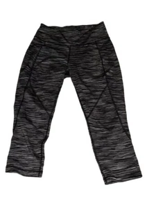 M/L Pedal Pusher Leggings schwarz, grau & weiß Space Dye Muster - Bild 1 von 11