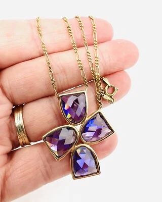 Ross-Simons Sterling Silver Vermeil Lab Amethyst Necklace Vintage Jewelry - Image 1 of 4