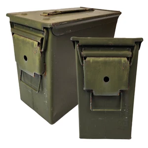 Pack de 2 usados de U.S. G.I. Caja de latas de munición metálica PA19 alta 50 Cal *mocinc. 1982* - Imagen 1 de 4