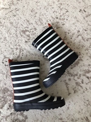 Botas de lluvia Jcrew Crewcuts para niños a rayas azul marino blanco talla 13 Foto 1 de 4