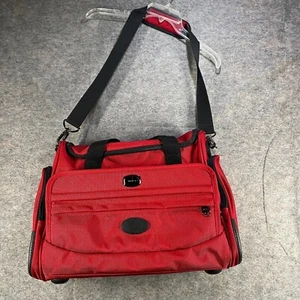 Delsey Luggage Travel Bag Red Duffle Bag Carry On Medium Zip Wide - Picture 1 of 11