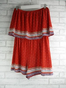 Sportsgirl womens playsuit jumpsuit red blue floral print M 10/12 off shoulder - Picture 1 of 8