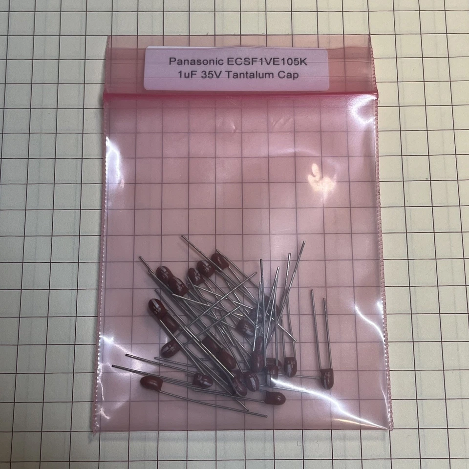 (25pcs) Panasonic 1uF 35v Radial Tantalum Capacitor ECSF1VE105K NOS - Image 1 of 1