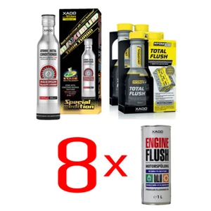 XADO Set 2x Motor Reiniger + 8 Liter Spülöl + Motor Verschleiß Schutz Öl Additiv - Bild 1 von 1