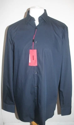 Hugo Boss Men's Koey Navy Poplin Long Sleeved Shirt Size 17/43 BNWT (1006) - Image 1 of 2