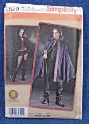 Patrón de Disfraz Simplicity 2529 Unisex Para Hombre Misses Capa Capas Cuello LG-XL Foto 1 de 3
