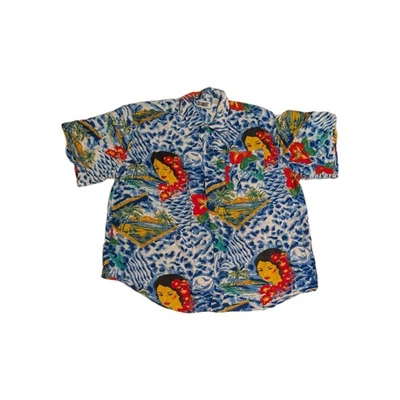 Vintage Islander 100% Rayon  Hawaiian Button Down Shirt Art All Over Print Sz XL - Image 1 of 4