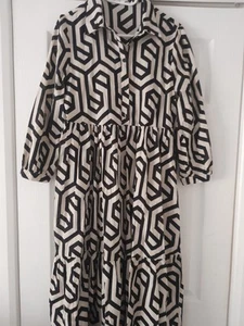Maxi Vestido Camisa Midi ZARA Negro Karen Estampado Geométrico Talla M - Imagen 1 de 2