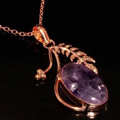 Colar de ametista natural folheado a cobre 17" menos de 10 dólares presente GW - Imagem 1 de 3