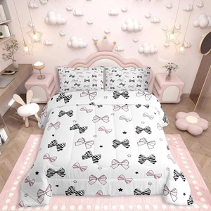 Little Girl Bow Bedding Set Cute Coquette Bowknot Comforter Sets Twin,Princes... - Bild 1 von 7