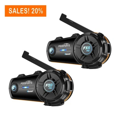 2X FX8 PRO Motorcycle Helmet Bluetooth 5.4 Intercom Motorbikes Headset Dual Chip - image 1 of 4