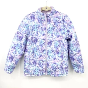 Lands End Kids Girls Size XL 14 16 Coat Jacket Reversible Puffer Fleece Purple - Picture 1 of 7