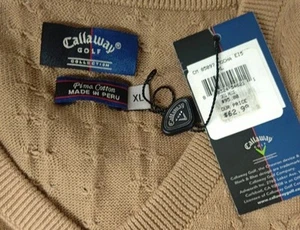 Maglione smanicato Callaway Golf canotta pullover uomo XL marrone moka scollo a V nuovo - Foto 1 di 6