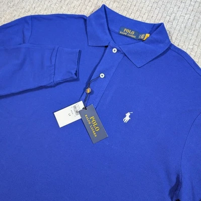 Polo Ralph Lauren Polo Shirt Mens LT Blue Cotton Mesh Long Sleeve NWT - Image 1 of 4