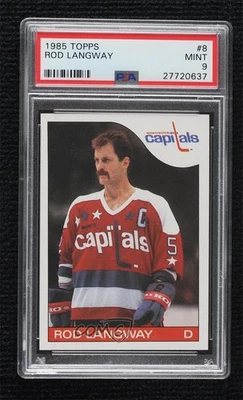1985-86 Topps Rod Langway #8 PSA 9 MINT HOF - Image 1 of 2