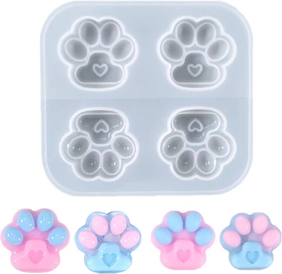 Cat Paw Silicone Mould - Love Heart Paw Print Resin Molds Chocolate Candy  - Image 1 of 4