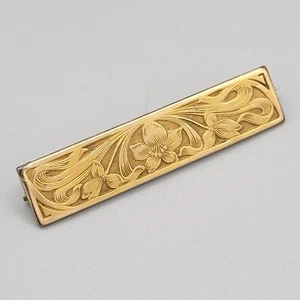 Antike viktorianische vergoldete florale Stabbrosche verlängerter Verschluss 19. Jahrhundert - Bild 1 von 8