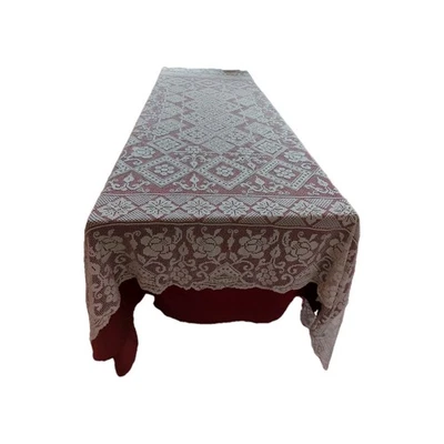 Antico Copriletto Tovaglia Tenda Filet Hand Made   Italia Perfetto 200x250cm - Immagine 1 di 4