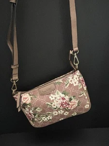 Nine West Floral Faux Leather Handbag Satchel Purse pink Crossbody & Top Handle - Picture 1 of 5