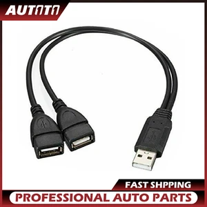 USB 2.0 A macho a 2 doble hembra USB Y Splitter Hub cable de alimentación adaptador cable - Imagen 1 de 12