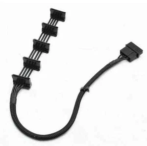 Cable de alimentación serie ATA AYA 16" 4 pines IDE Molex a 5 SATA 18 AWG manga negra - Imagen 1 de 4
