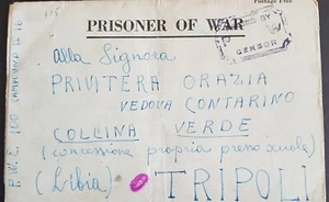 PRISONER OF WARS COVER 21.8.1943 FROM WASHINGTON DC TO LIBYA TRIPOLI CENSORED