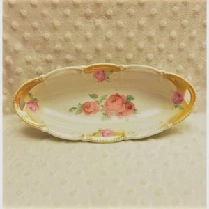 Vintage, German Celebrate Rose Design Lusterware Long Oval Bowl - Bild 1 von 5