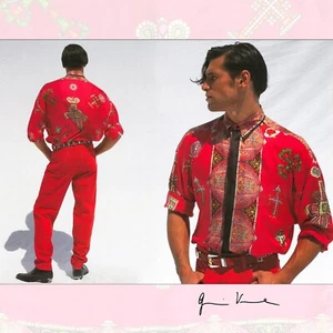 GIANNI VERSACE silk shirt Le Croci print size IT 46 from S/S 1992 - Picture 1 of 21