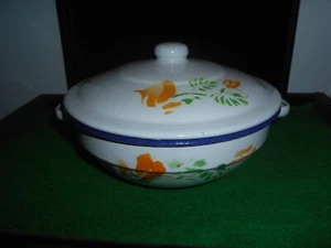 Padella casseruola smaltata con coperchio marcata Bumper Harvest Vintage - Foto 1 di 7