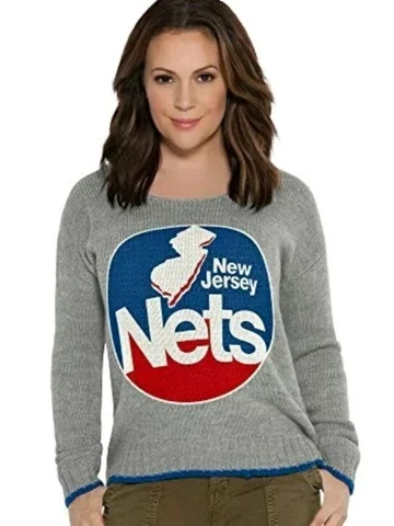 NWT Touch by Alyssa Milano NBA New Jersey Nets Womens All Laced Up Sweater Large Cover