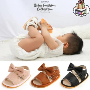 Newborn Baby Kids Girls Summer Sandals Anti-slip Prewalker Soft Sole Crib Shoes - Picture 1 of 33