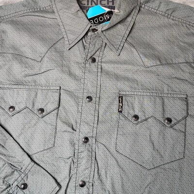 Camisa Cinch Hombres S Gris Perla A Presión Geométrica Western Rodeo Vaquero Abotonada NUEVA Foto 1 de 4