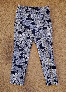 Pantalones ajustados Talbots Chatham para mujer azul blanco cachemira elásticos frente plano 2P - Imagen 1 de 4