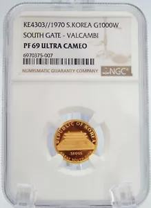 KE4303 1970 S, KOREA G1000W PUERTA SUR - VALCAMBI NGC PF 69 ULTRA CAMAFEO BT592 - Imagen 1 de 6