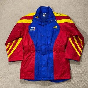 VINTAGE Adidas Jacket Mens Medium Red Blue Biathlon Trophy Signed Memorabilia - Picture 1 of 17