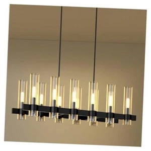 Linear Chandelier Modern Kitchen Island Dining Room 40 Inch 12-Lights Black - Picture 1 of 7