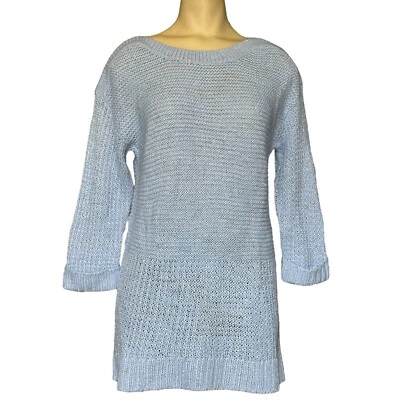 Suéter Chicos Tejido Azul Claro Metálico Manga 3/4 Para Mujer Talla 1 EE. UU. M USADO EN EXCELENTE ESTADO Foto 1 de 4