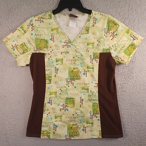 The Muppets Green Scrubs Top Size Small Stretch Short Sleeve V-Neck Comfortable - Picture 1 of 9