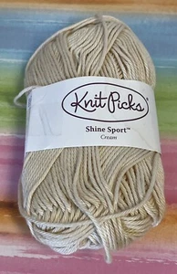 one skein Knit Picks Shine Sport yarn Cream 6563 cotton blend - Picture 1 of 4