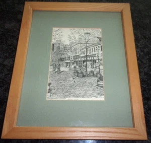 QUINCY MARKET - C.M. GOFF - Gerahmte KUNSTSKIZZE - ZEICHNUNG - 11" x 9" - Bild 1 von 5