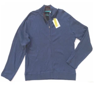 Robert Graham Tryson Full Zip Sweater Men's Large Mock Neck Classic Fit Navy - Picture 1 of 1